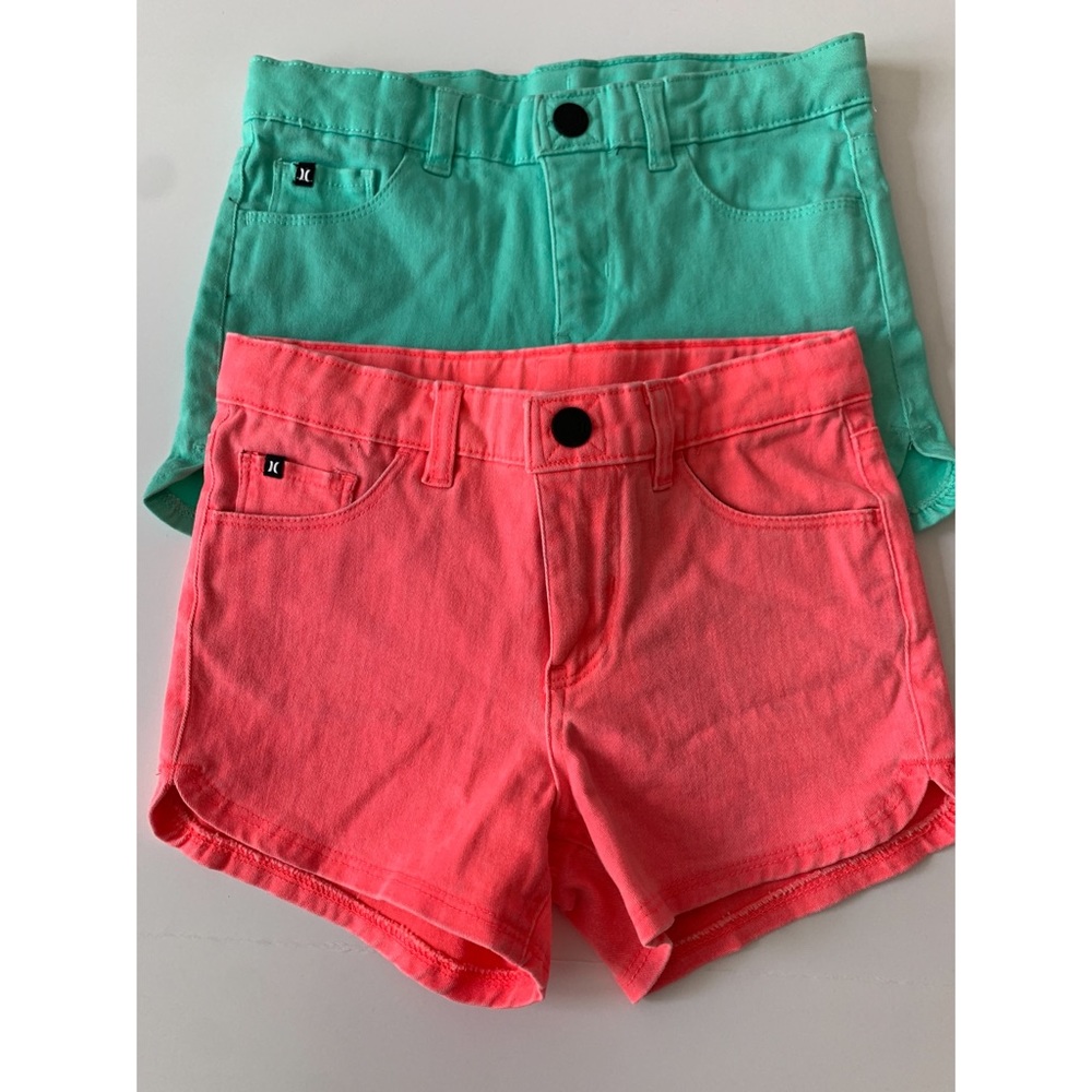 Hurley Green and Pinkish Girl Shorts Size 6